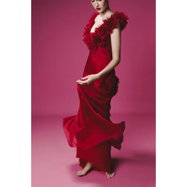 red evening dress