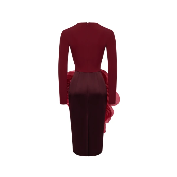 burgundy evening dress