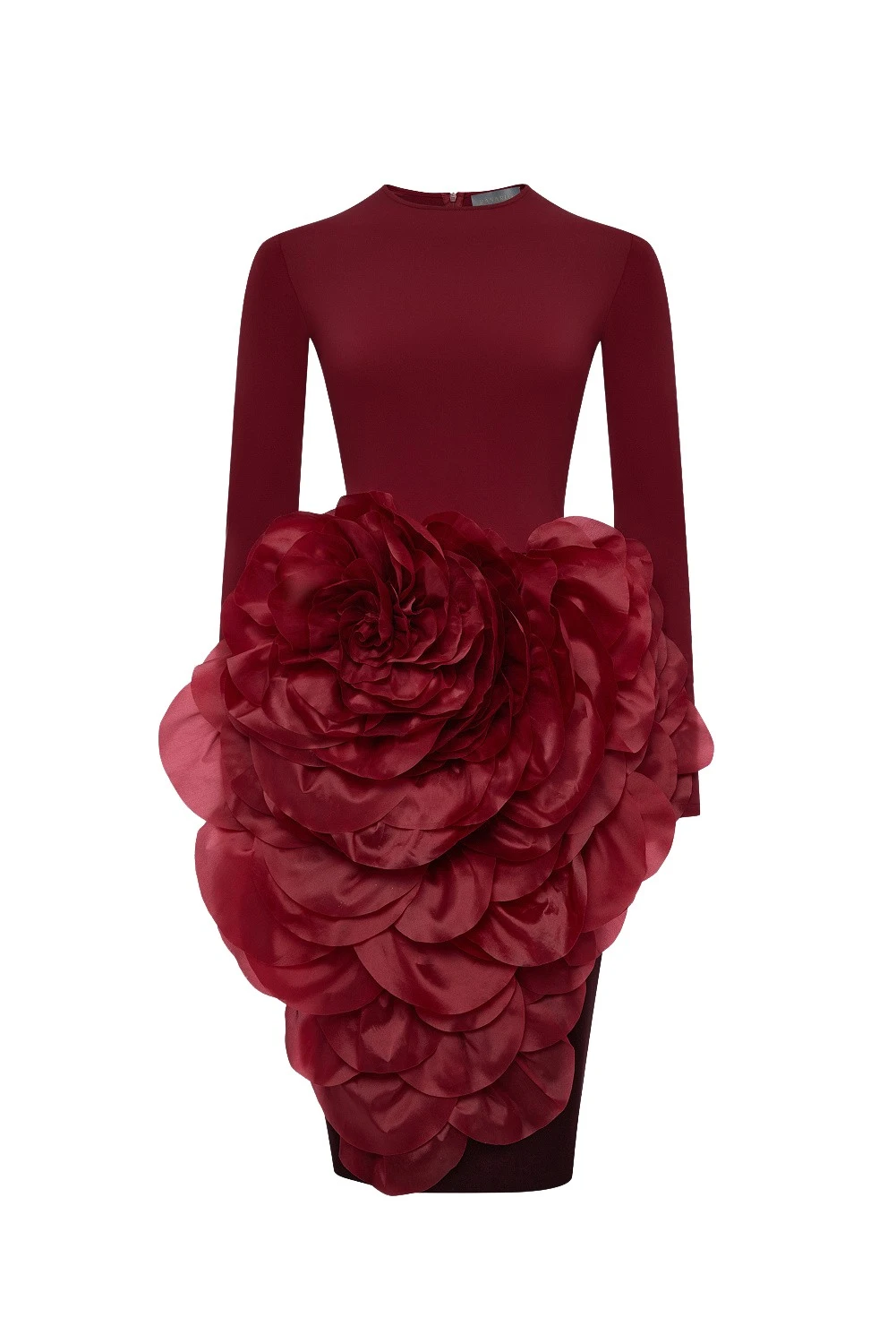 Rasario-Red-Knit-midi-dress-with-a-silk-organza-flower-in-Burgundy-at-Coveti13173_nobg Rasario