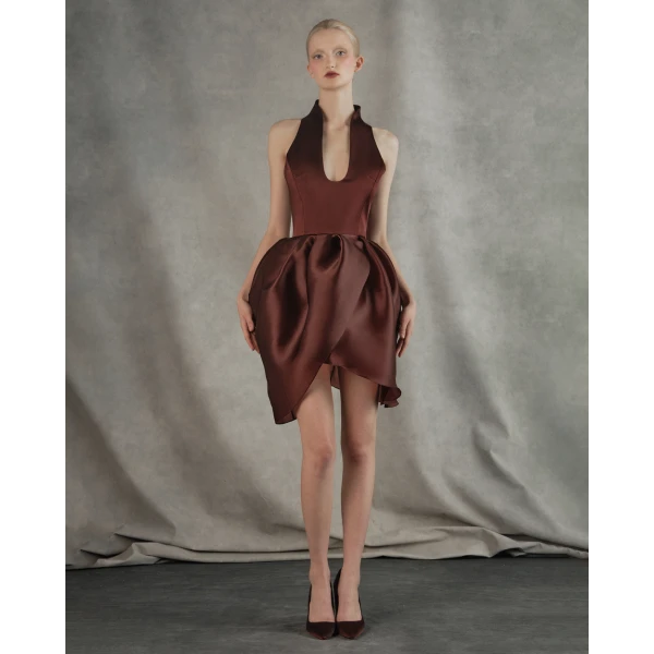 satin and silk organza mini dress