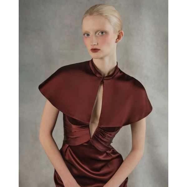 satin midi dress with a cutout