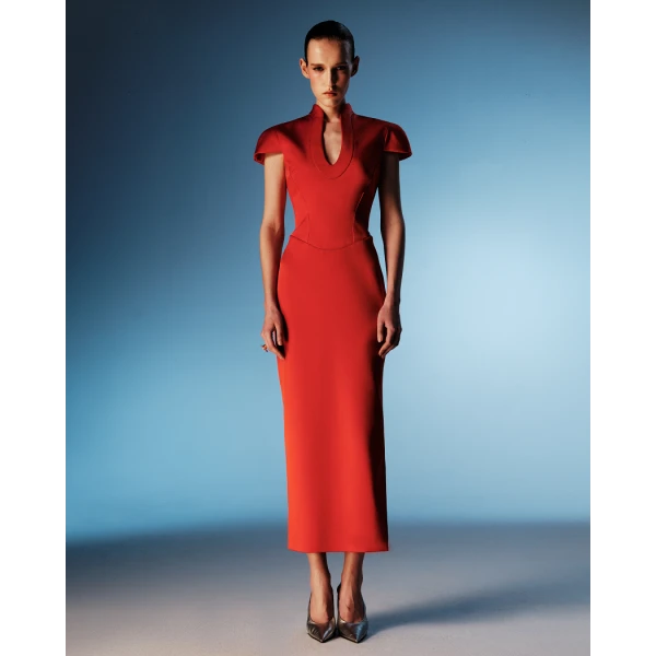 satin midi dress with a side slit