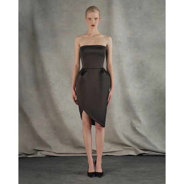 satin mini dress with a voluminous skirt