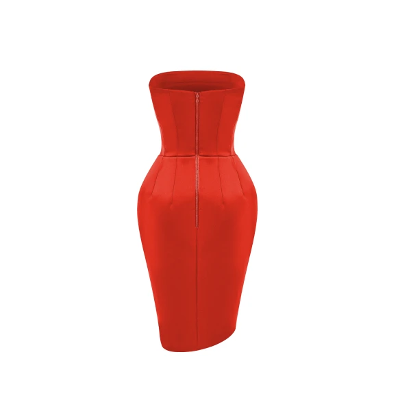 red evening dress