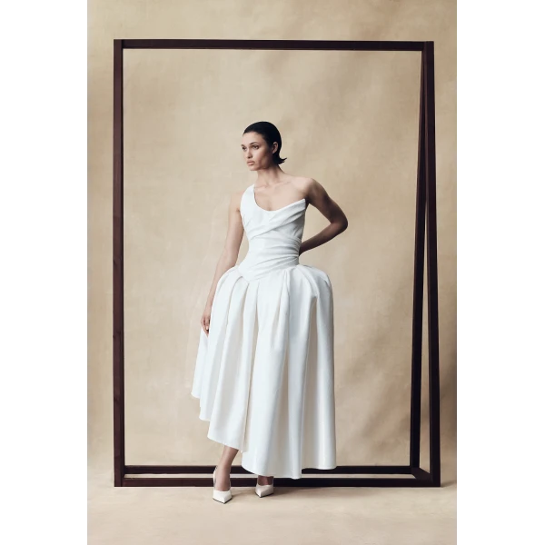 asymmetric sequin corset maxi dress
