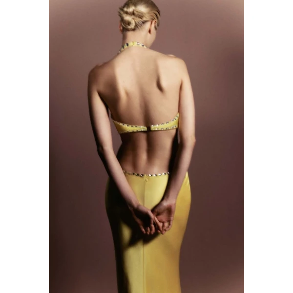 yellow evening dress