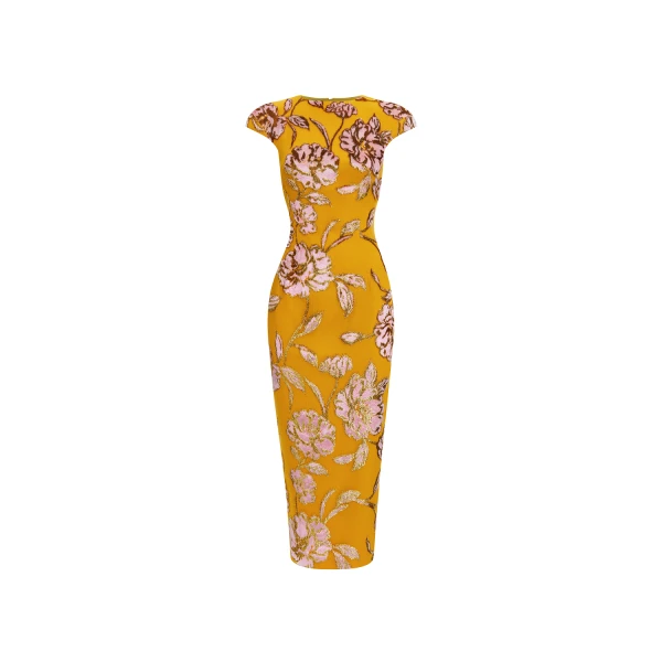 devoré velvet midi dress with open back