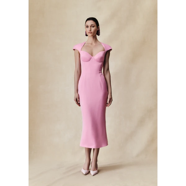 viscose crepe midi dress