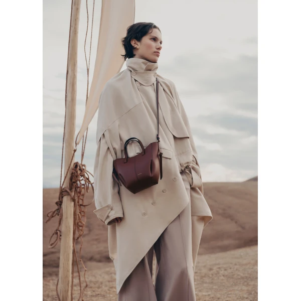 Polène Cyme Tote Nano in Black Cherry Cyme Tote Nano in Black Cherry - Mini Bags - Parisian Luxury Leather Bag at Luxury Shoes 