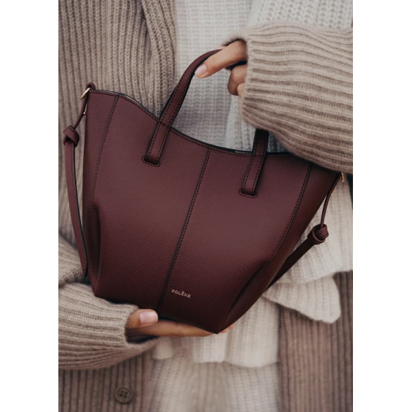 Polène Cyme Tote Nano in Black Cherry Cyme Tote Nano in Black Cherry - Mini Bags - Parisian Luxury Leather Bag at Luxury Shoes 
