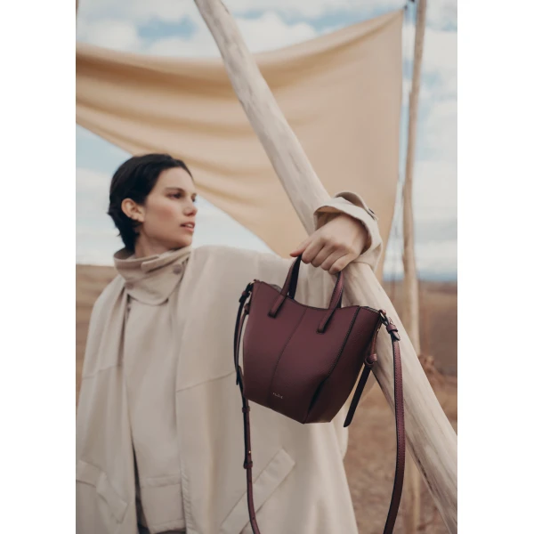 Polène Cyme Tote Nano in Black Cherry Cyme Tote Nano in Black Cherry - Mini Bags - Parisian Luxury Leather Bag at Luxury Shoes 