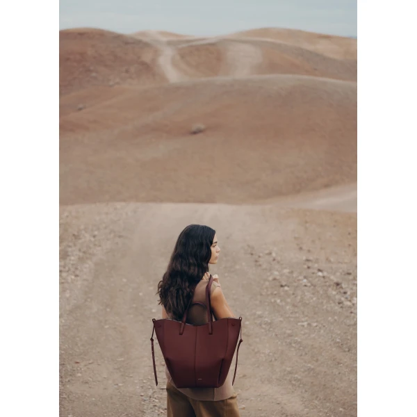 Polène Cyme Tote in Black Cherry Cyme Tote in Black Cherry - Totes & Top-Handle Bags - Parisian Luxury Leather Bag at Luxury Shoes 