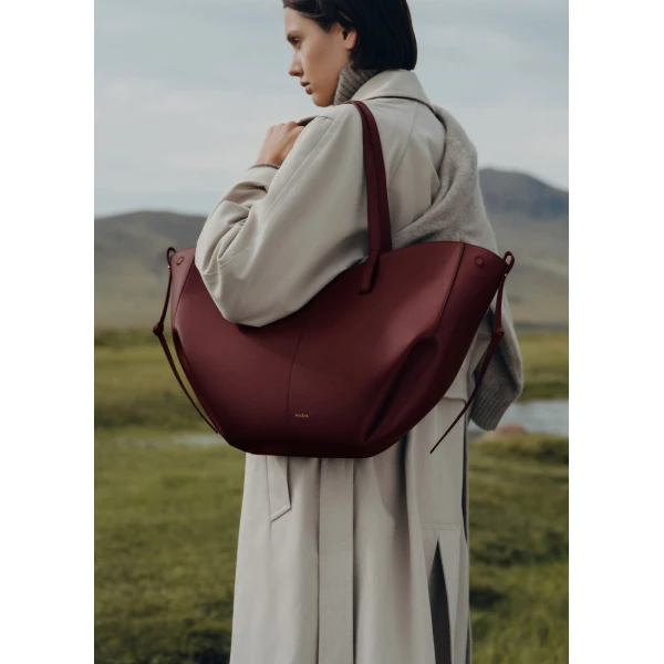 Polène Cyme in Black Cherry Cyme in Black Cherry - Totes & Top-Handle Bags - Parisian Luxury Leather Bag at Luxury Shoes 