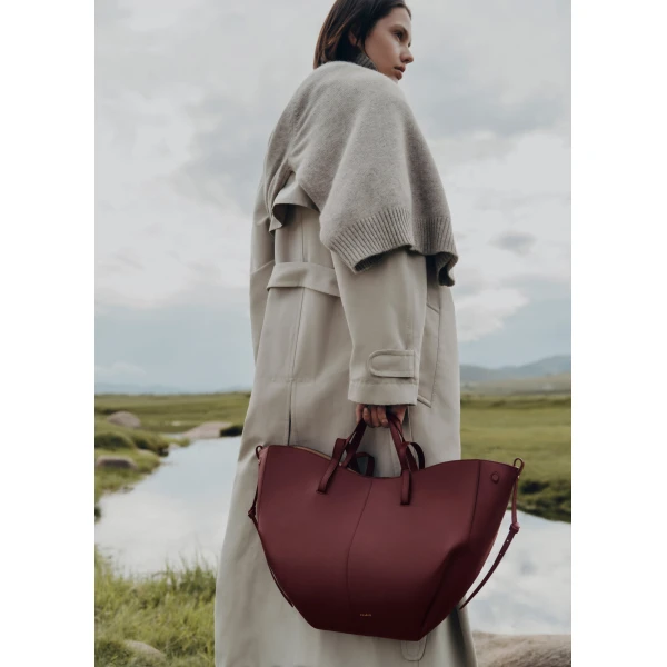 Polène Cyme in Black Cherry Cyme in Black Cherry - Totes & Top-Handle Bags - Parisian Luxury Leather Bag at Luxury Shoes 