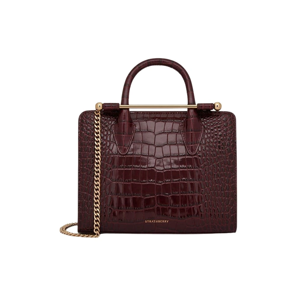 Red-Mini-Tote-in-Croc-embossed-Burgundy75993_nobg Strathberry Mini Tote bag