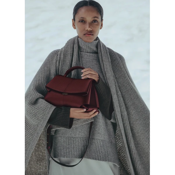 Polène Mokki in Black Cherry Mokki in Black Cherry - Shoulder & Crossbody Bags - Parisian Luxury Leather Bag at Luxury Shoes 