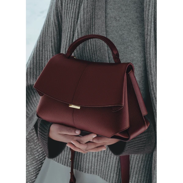 Polène Mokki in Black Cherry Mokki in Black Cherry - Shoulder & Crossbody Bags - Parisian Luxury Leather Bag at Luxury Shoes 