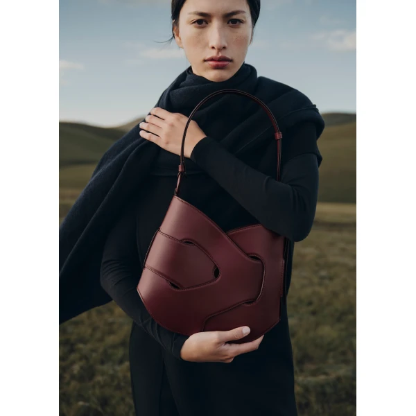 Polène Nodde Hobo in Black Cherry Nodde Hobo in Black Cherry - Shoulder & Crossbody Bags - Parisian Luxury Leather Bag at Luxury Shoes 