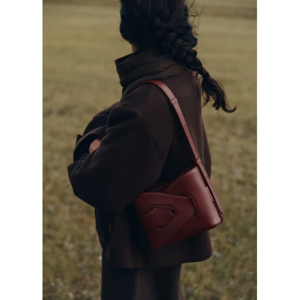 Polène Nodde in Black Cherry Nodde in Black Cherry - Shoulder & Crossbody Bags - Parisian Luxury Leather Bag at Luxury Shoes 
