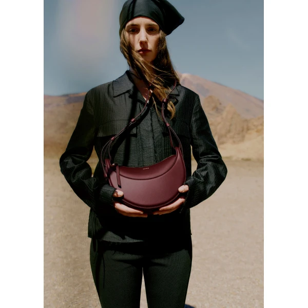 Polène Numéro Dix in Black Cherry Numéro Dix in Black Cherry - Shoulder & Crossbody Bags - Parisian Luxury Leather Bag at Luxury Shoes 
