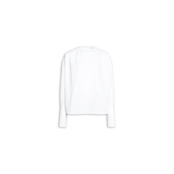 Alaïa Ruched Poplin Blouse - ALAÏA Tops - Laser Cut Luxury - Shop at Luxury Shoes 