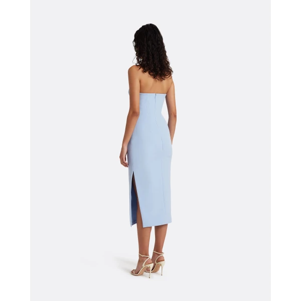 Safiyaa Aerine Midi Dress in Soft Sky - Dresses - Demi-Couture Evening Wear at Luxury Shoes 