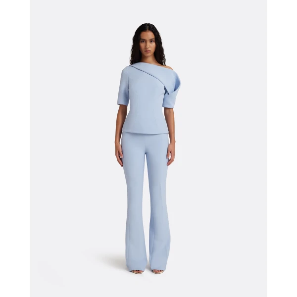 Safiyaa Alexa Soft Sky Trousers - Pants - Demi-Couture Evening Wear at Luxury Shoes 