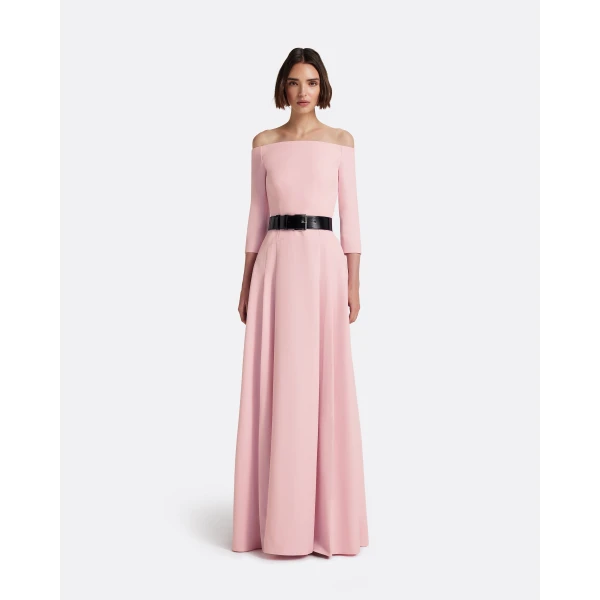 Safiyaa Amadora Long Dress in Lychee - Dresses - Demi-Couture Evening Wear at Luxury Shoes 