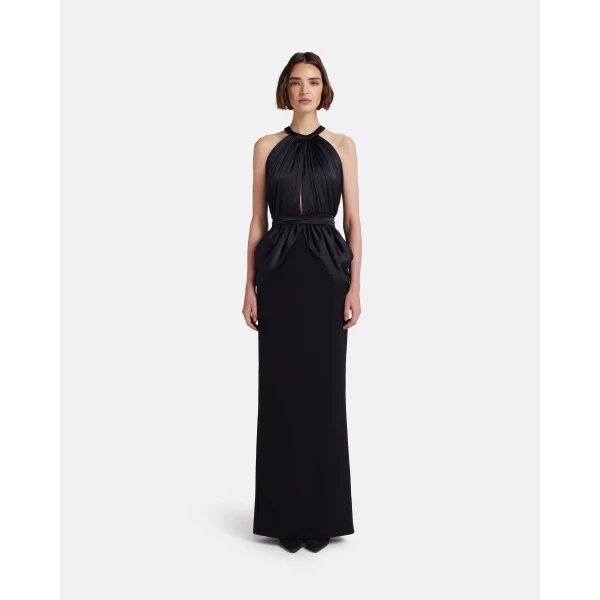 Safiyaa Amereis Long Dress in Black - Dresses - Demi-Couture Evening Wear at Luxury Shoes 