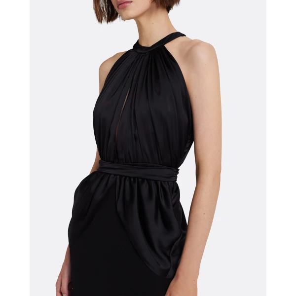 Safiyaa Amereis Long Dress in Black - Dresses - Demi-Couture Evening Wear at Luxury Shoes 