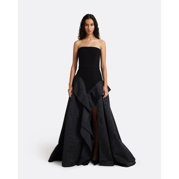 Safiyaa Anneline Long Dress in Black - Dresses - Demi-Couture Evening Wear at Luxury Shoes 