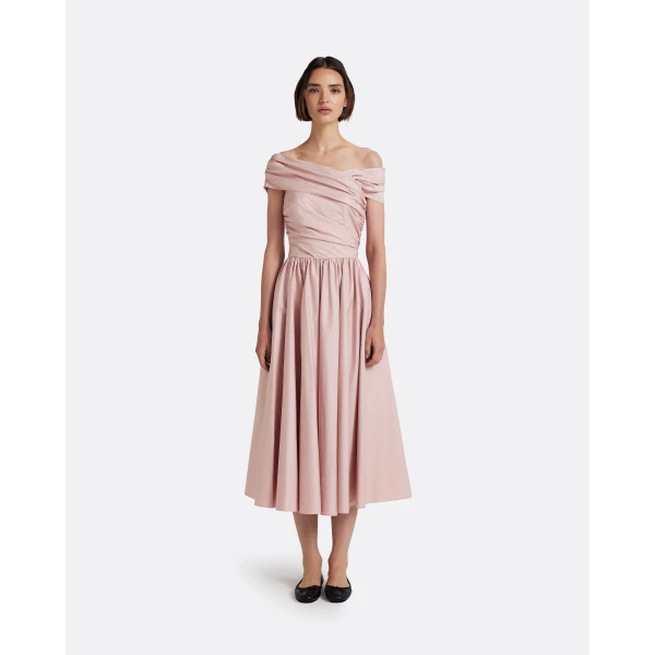 Safiyaa Appolline Midi Dress in Soft Pink - Dresses - Demi-Couture Evening Wear at Luxury Shoes 