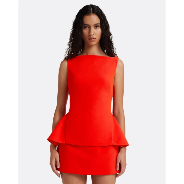 Safiyaa Ashlyn Top in Apple Red - Tops - Demi-Couture Evening Wear at Luxury Shoes 