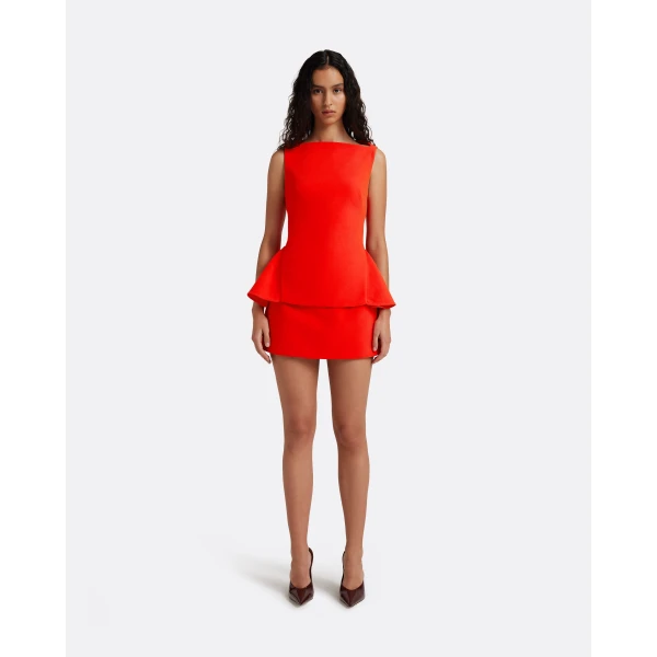 Safiyaa Ashlyn Top in Apple Red - Tops - Demi-Couture Evening Wear at Luxury Shoes 