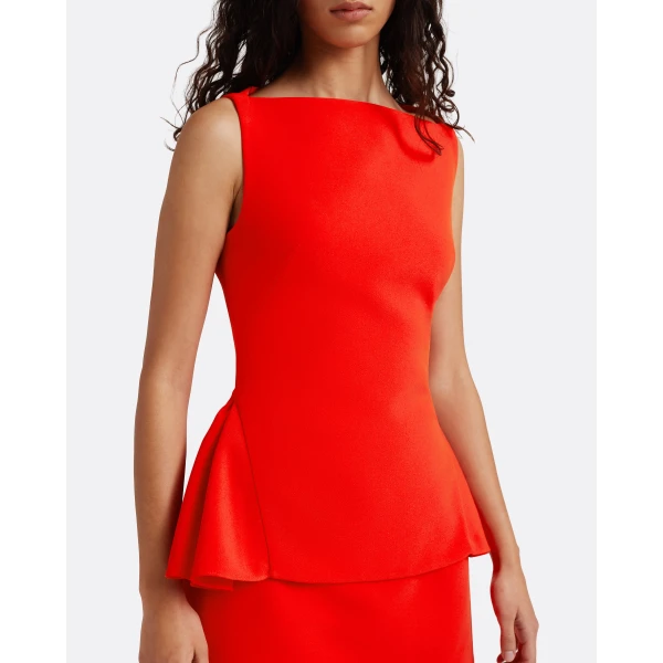 Safiyaa Ashlyn Top in Apple Red - Tops - Demi-Couture Evening Wear at Luxury Shoes 