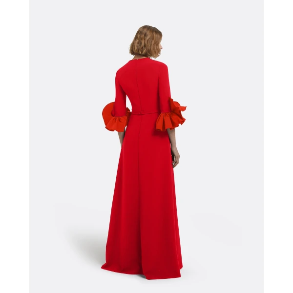 Safiyaa Belen Long Dress in Cherry Red - Dresses - Demi-Couture Evening Wear at Luxury Shoes 