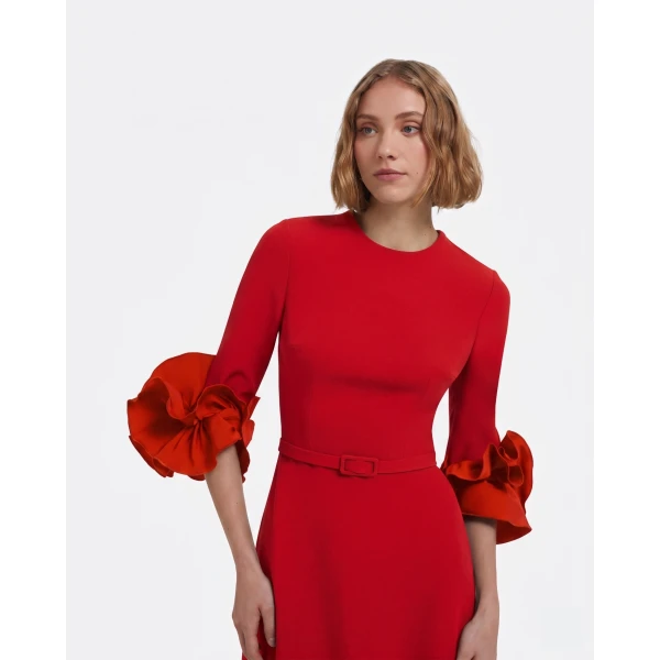 Safiyaa Belen Long Dress in Cherry Red - Dresses - Demi-Couture Evening Wear at Luxury Shoes 