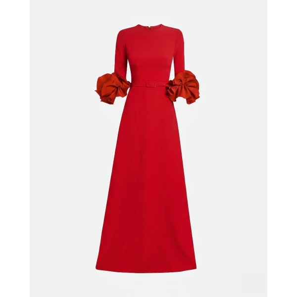 Safiyaa Belen Long Dress in Cherry Red - Dresses - Demi-Couture Evening Wear at Luxury Shoes 