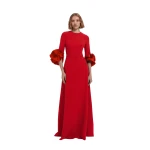 Safiyaa Belen Long Dress in Cherry Red - Dresses - Demi-Couture Evening Wear at Luxury Shoes 