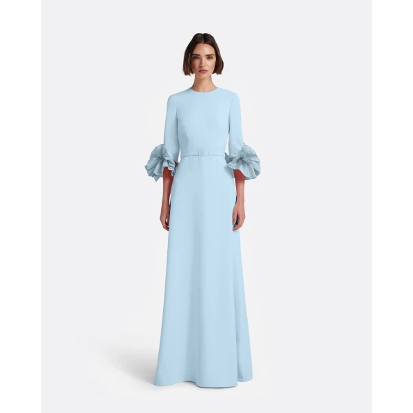 Safiyaa Belen Long Dress in Pale Blue - Dresses - Demi-Couture Evening Wear at Luxury Shoes 