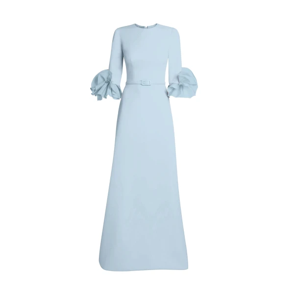 Safiyaa Belen Long Dress in Pale Blue - Dresses - Demi-Couture Evening Wear at Luxury Shoes 