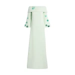 Safiyaa Cielle Long Dress with Pheobe Harness in Sea Glass - Dresses - Demi-Couture Evening Wear at Luxury Shoes 