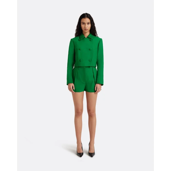 Safiyaa Cierra Shorts in Blade Green - Shorts - Demi-Couture Evening Wear at Luxury Shoes 