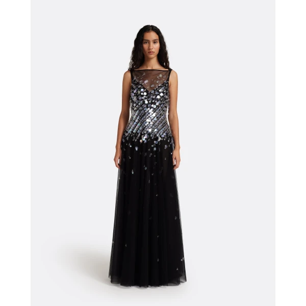 Safiyaa Dixie Long Dress in Black - Dresses - Demi-Couture Evening Wear at Luxury Shoes 