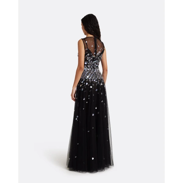 Safiyaa Dixie Long Dress in Black - Dresses - Demi-Couture Evening Wear at Luxury Shoes 