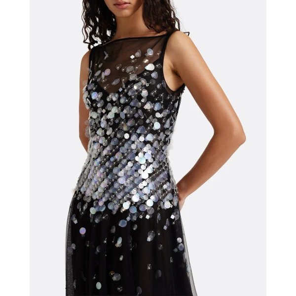 Safiyaa Dixie Long Dress in Black - Dresses - Demi-Couture Evening Wear at Luxury Shoes 