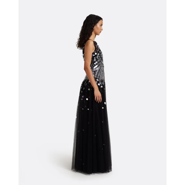 Safiyaa Dixie Long Dress in Black - Dresses - Demi-Couture Evening Wear at Luxury Shoes 