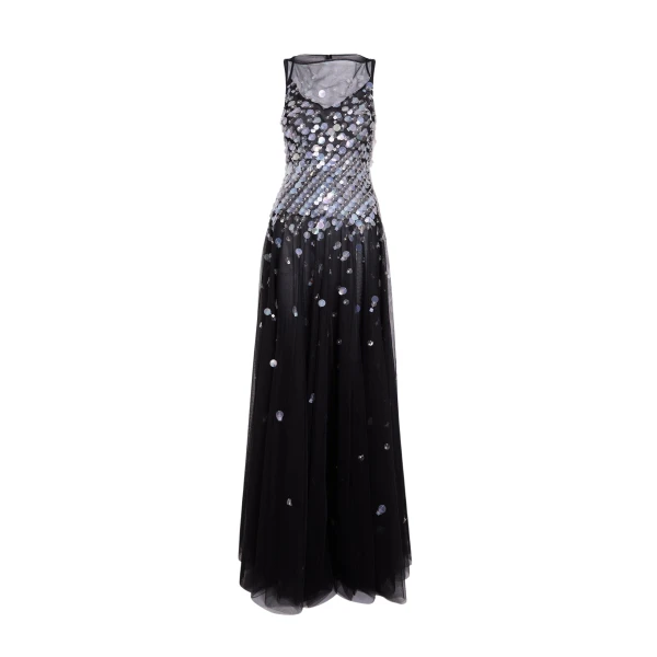 Safiyaa Dixie Long Dress in Black - Dresses - Demi-Couture Evening Wear at Luxury Shoes 