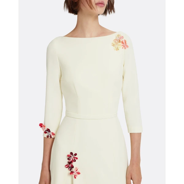 Safiyaa Emilia Long Dress in Sorbet with Pink Embroidery - Dresses - Demi-Couture Evening Wear at Luxury Shoes 