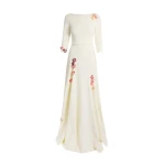 Safiyaa Emilia Long Dress in Sorbet with Pink Embroidery - Dresses - Demi-Couture Evening Wear at Luxury Shoes 